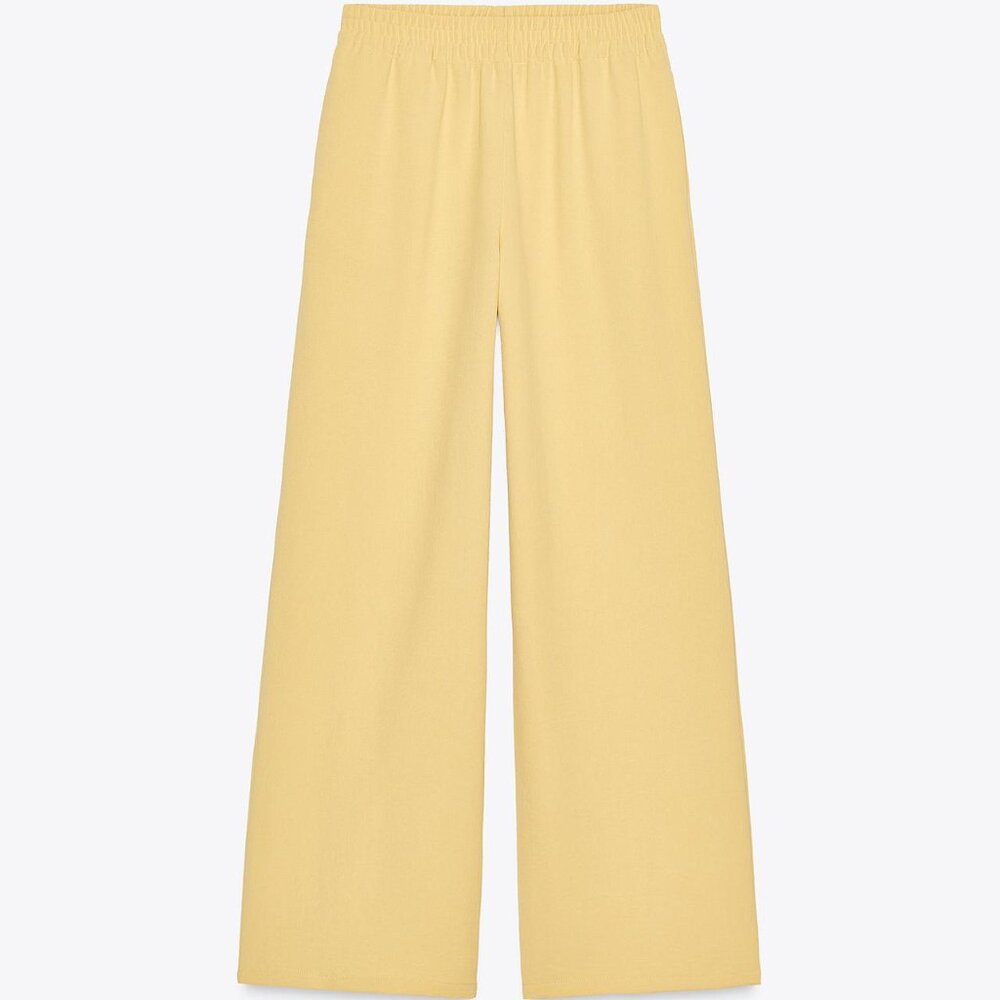 Zara Wide-Leg Pants in Light Yellow